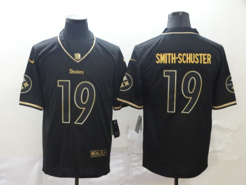 Men Pittsburgh Steelers #19 Smith-schuster Black Retro gold character Nike NFL Jerseys->pittsburgh steelers->NFL Jersey
